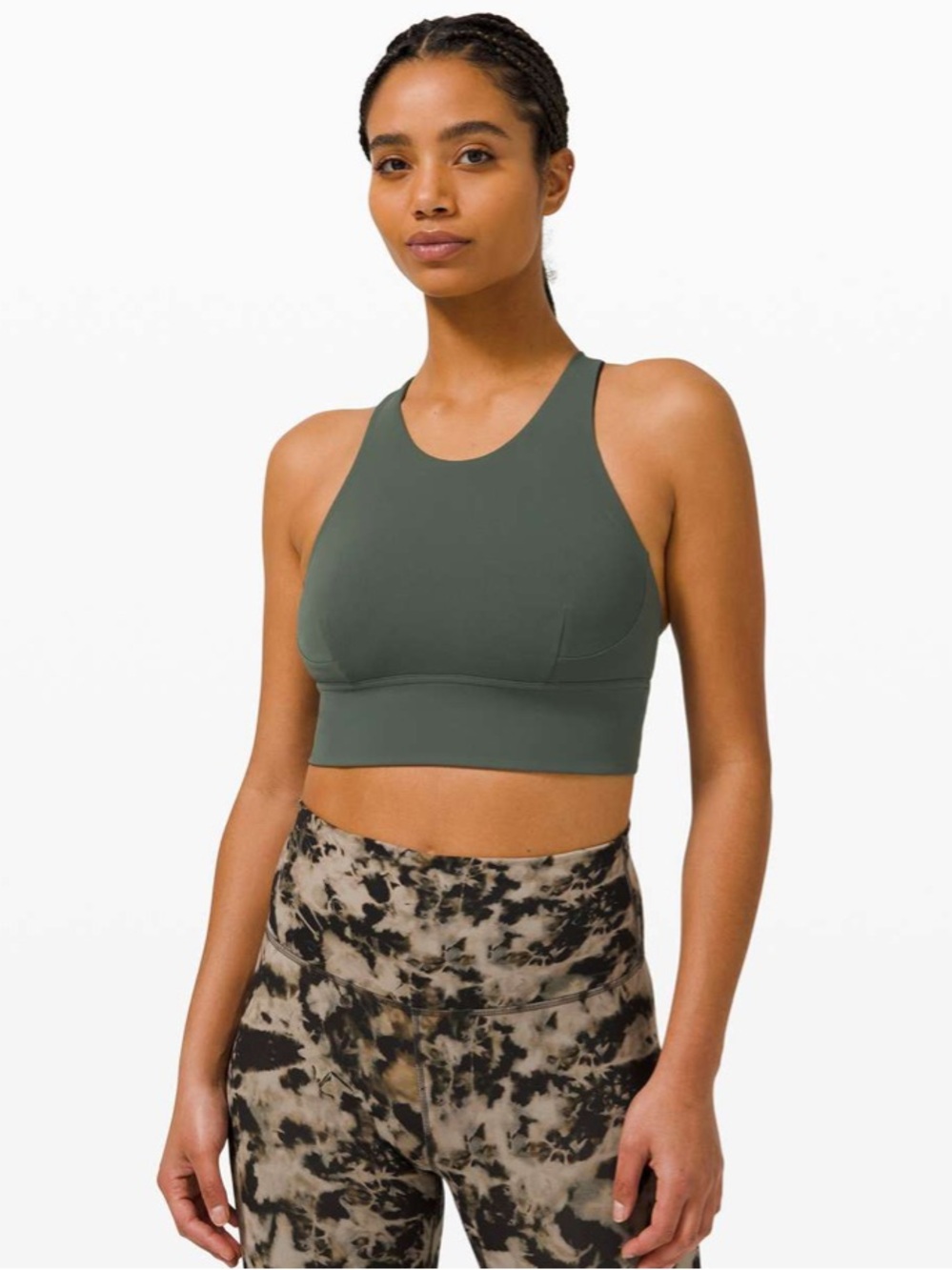 LULULEMON WUNDER TRAIN LONGLINE BRA C/D SMOKED SPRUCE